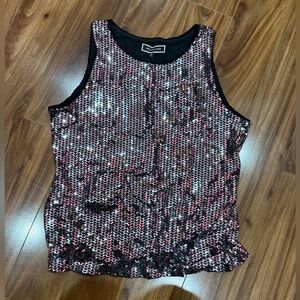 New York & Company Black and Pink Sequin Tank Top